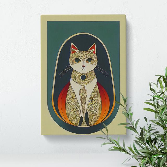 Cat In Art Nouveau No.5 - Wrapped Canvas Print ClassicLiving Size: 76cm H x 50cm W x 3cm D on Productcaster.