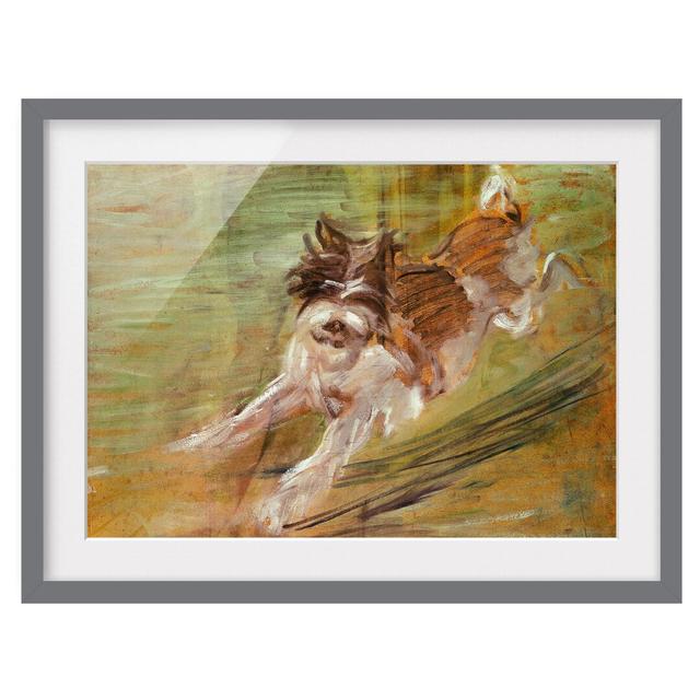 'Jumping Dog Schlick' by Franz Marc Framed Painting Print East Urban Home Frame Options: Matt grey, Size: 40cm H x 55cm W on Productcaster.