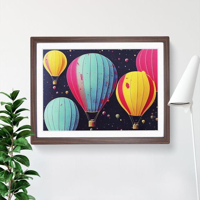 Hot Air Balloons Splashed Vol.2 Abstract - Single Picture Frame Print ClassicLiving Size: 34cm H x 46cm W x 2cm D, Frame Colour: Walnut on Productcaster.