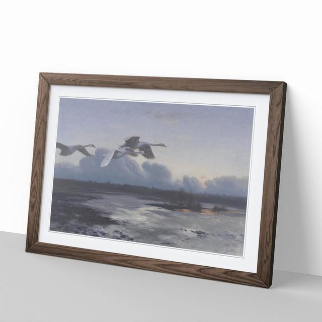 Swans in Flight Vol.1 by Bruno Liljefors - Picture Frame Painting East Urban Home Size: 27cm H x 36cm W x 2cm D, Frame Option: Walnut Framed on Productcaster.