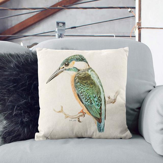 Kingfisher by Von Wright Cushion with Filling East Urban Home Size: 55cm H x 55cm W x 20cm D, Backing Colour: White on Productcaster.