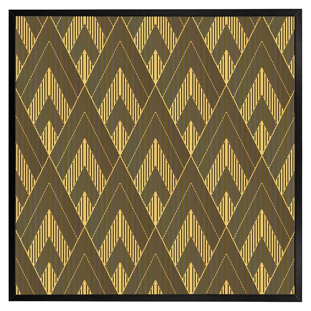 Belk Black & Gold Striped Triangles - Single Picture Frame Art Prints Latitude Run Frame Colour: Black Framed, Size: 76cm H x 76cm W x 4cm D on Productcaster.