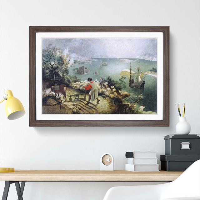 The Fall of Icarus by Pieter Bruegel the Elder - Picture Frame Painting East Urban Home Frame Option: Walnut, Size: 48cm H x 65cm W x 2cm D on Productcaster.