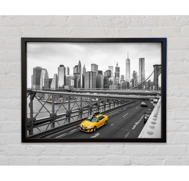 New York On The Bridge Yellow Cab Framed Print Ebern Designs Size: 84.1cm H x 118.9cm W x 3.3cm D on Productcaster.