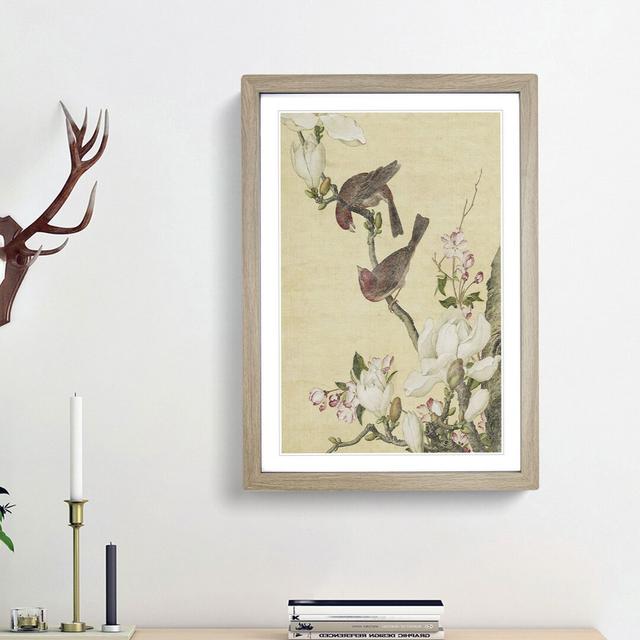 The Two Birds by Lang Shining - Picture Frame Painting Print East Urban Home Frame Option: Oak Framed, Size: 65cm H x 48cm W x 2cm D on Productcaster.