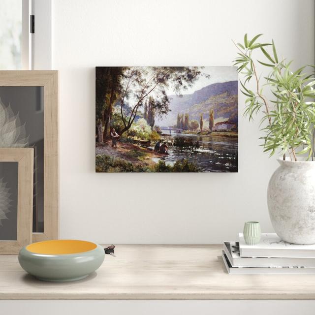 At the River's Edge by Emile Isenbart Art Print East Urban Home Size: 70cm H x 100cm W x 2.3cm D, Format: Black Framed on Productcaster.