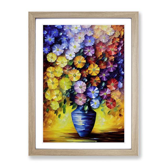 Mixed Flowers in a Vase No.2 - Picture Frame Painting Marlow Home Co. Frame Colour: Oak, Size: 46cm H x 34cm W x 2cm D on Productcaster.