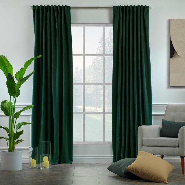 Extra langer & Extra breiter dekorativer Vorhang Einzelpaneel Lilijan Home & Curtain Vorhanggröße: 140cm W x 500cm L, Gardinenfarbe: Dunkelgrün on Productcaster.