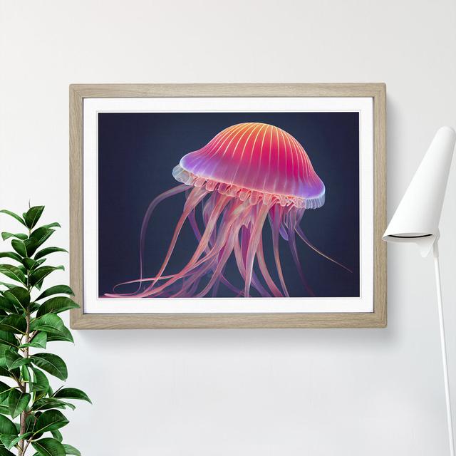 Modern Jellyfish - Picture Frame Graphic Art House of Hampton Size: 34cm H x 46cm W x 2cm D, Frame Colour: Oak on Productcaster.