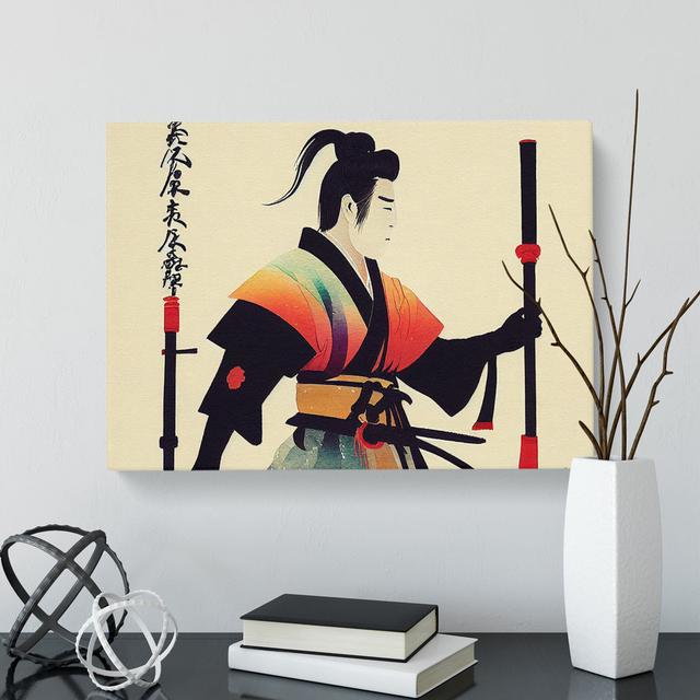 Vintage Samurai - Wrapped Canvas Print Marlow Home Co. Size: 40cm H x 60cm W x 3cm D on Productcaster.