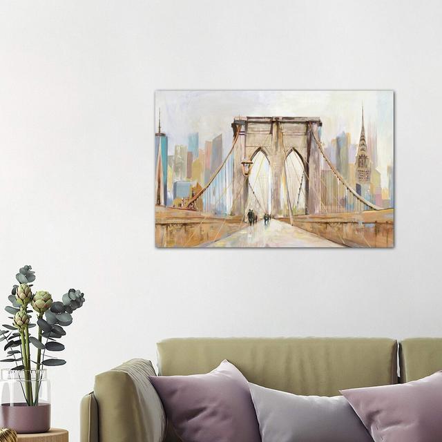 Brooklyn Bridge Walkway by Allison Pearce - Wrapped Canvas Painting Latitude Run Size: 66.04cm H x 101.6cm W x 3.81cm D on Productcaster.