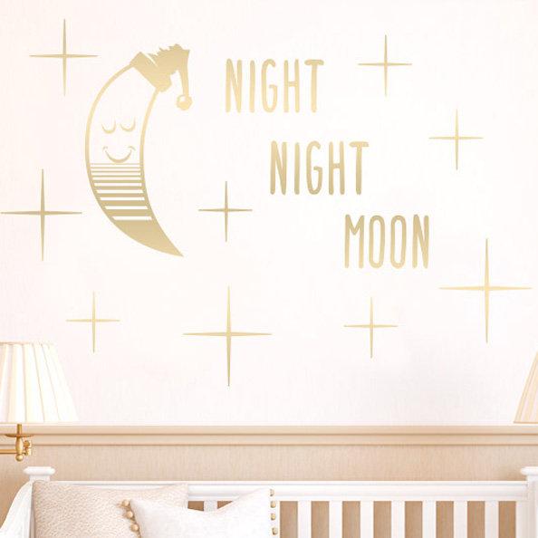 Night Night Moon Wall Sticker East Urban Home Colour: Shiny Gold, Size: Medium on Productcaster.