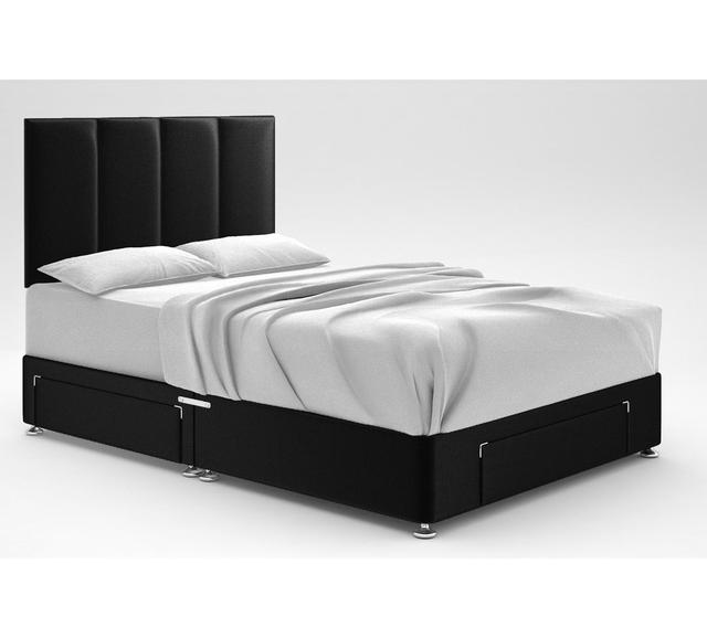 Bendooragh Divan Bed Base 17 Stories Storage Type: 2 Drawers/End Drawer, Size: King (5'), Colour: Black on Productcaster.