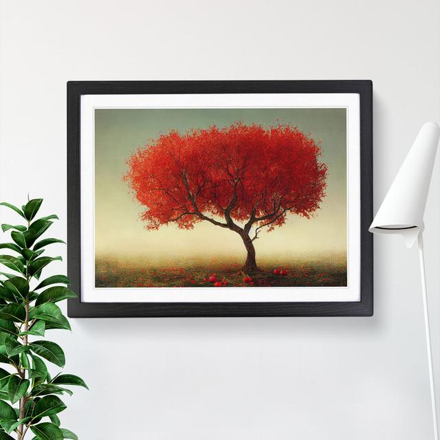 Vibrant Apple Tree - Picture Frame Painting Marlow Home Co. Frame Colour: Black, Size: 25cm H x 34cm W x 2cm D on Productcaster.