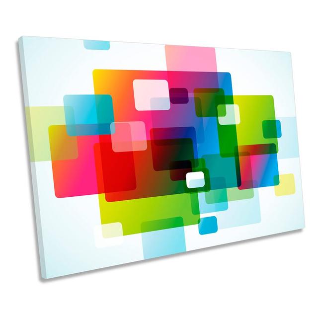 Abstract Funky Colour Blocks CANVAS WALL ART Box Framed Ivy Bronx Size: 50.8cm H x 76.2cm W x 2cm D on Productcaster.