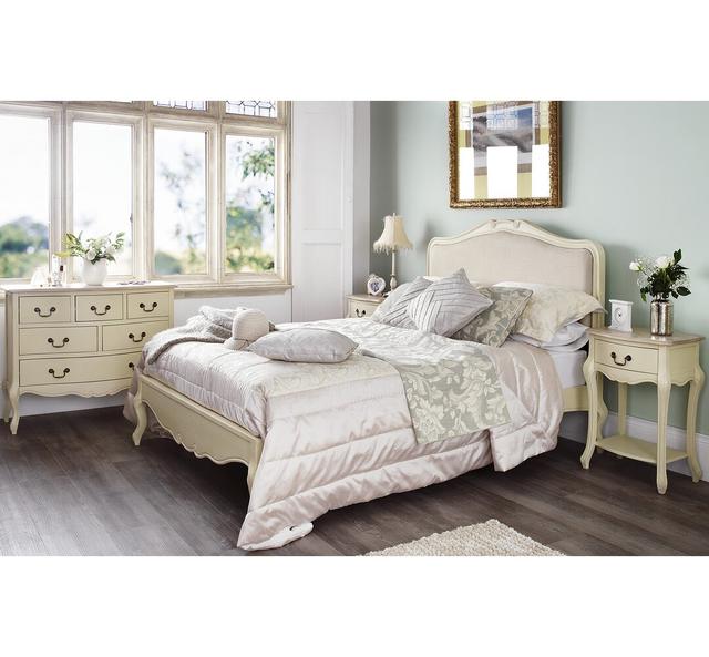 Lemaire Upholstered Bed Frame Fleur De Lis Living Colour: Champagne, Mattress Size: Super King (6') on Productcaster.