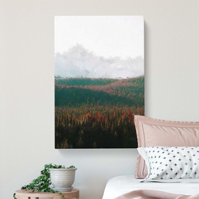 Fir Tree Forest Abstract Art - Wrapped Canvas Graphic Art Print East Urban Home Size: 76cm H x 50cm W x 3cm D on Productcaster.