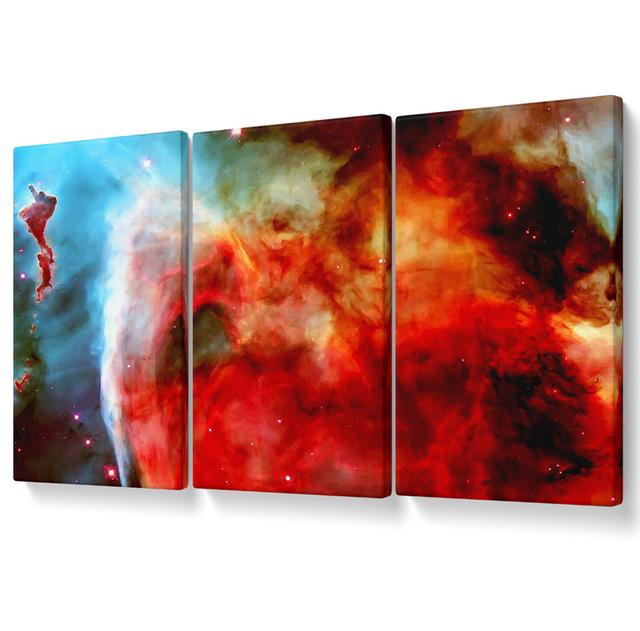 Stunning Colours Of Space Canvas 3 Panel Set Ivy Bronx Size: 121.9cm H x 243.8cm W on Productcaster.