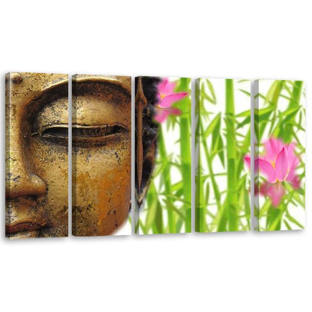 Canvas Print Buddha Bamboo Zen Gold Latitude Vive Size: 60cm H x 150cm W on Productcaster.