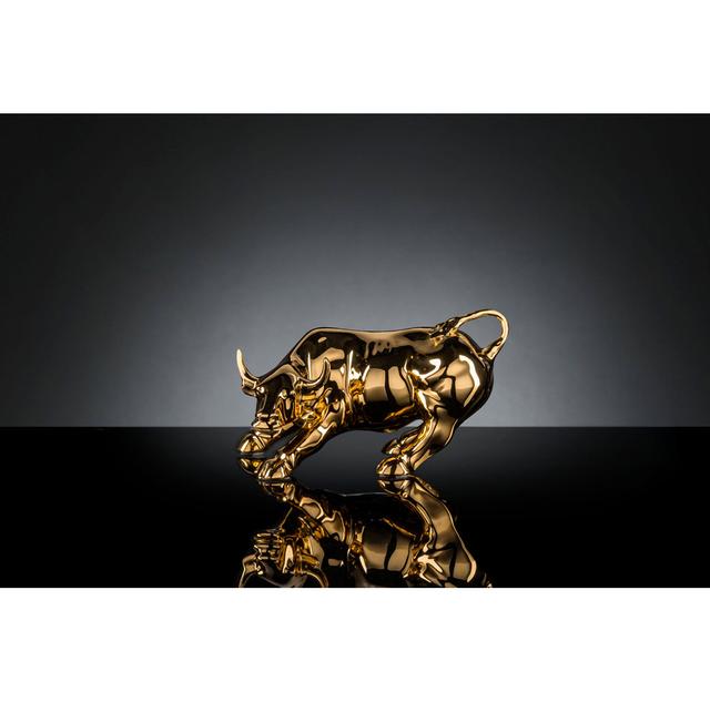 Aymeric Wall Street Bull Figurine Ivy Bronx Finish: Glossy Gold, Size: 16cm H x 30cm W x 10cm D on Productcaster.