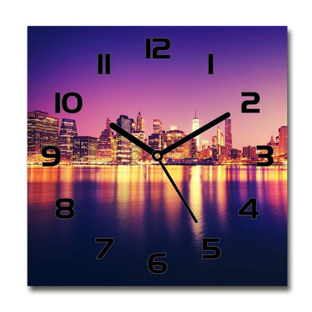 Manhattan New York Silent Wall Clock East Urban Home Colour: Black/Purple/Yellow on Productcaster.