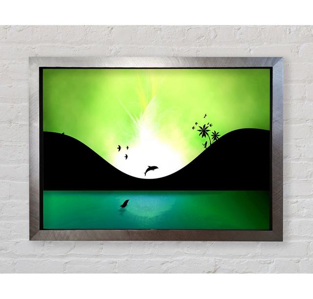 Green Dolphin Paradise - Single Picture Frame Art Prints Bright Star Size: 42cm H x 59.7cm W x 3.4cm D on Productcaster.