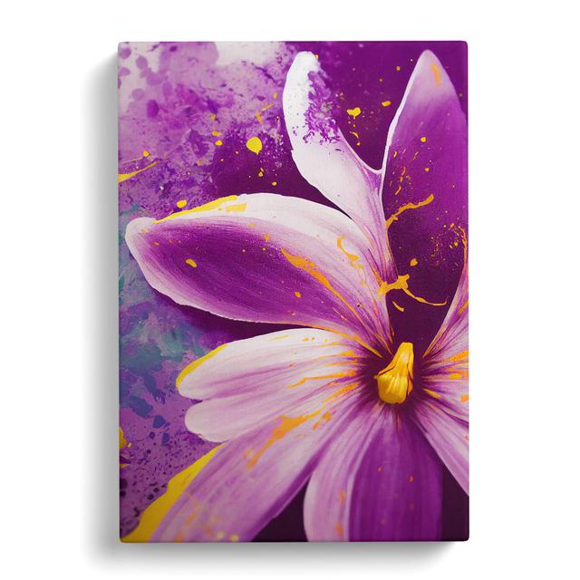 CAN-V0523-1648X Orchid Flower Paint Splatter Vol.1 - Wrapped Canvas Graphic Art Marlow Home Co. Size: 76cm H x 50cm W on Productcaster.