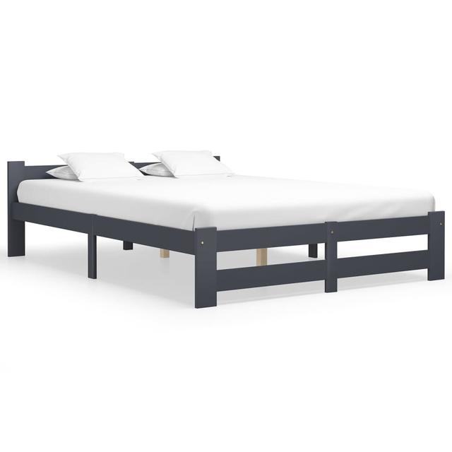 Berna vidaXL Bed Frame Solid Pine Wood Marlow Home Co. Colour: Dark Grey, Mattress Size: 120 x 200 cm on Productcaster.