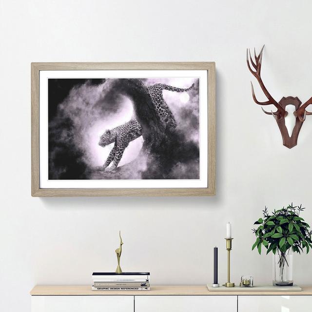 Leopard Climbing from a Tree - Picture Frame Graphic Art Print East Urban Home Size: 45cm H x 63cm W x 2cm D, Frame Option: Oak Framed on Productcaster.