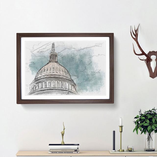 Capitol Hill White House in Abstract - Picture Frame Graphic Art Print East Urban Home Size: 62cm H x 87cm W x 2cm D, Frame Option: Walnut Framed on Productcaster.