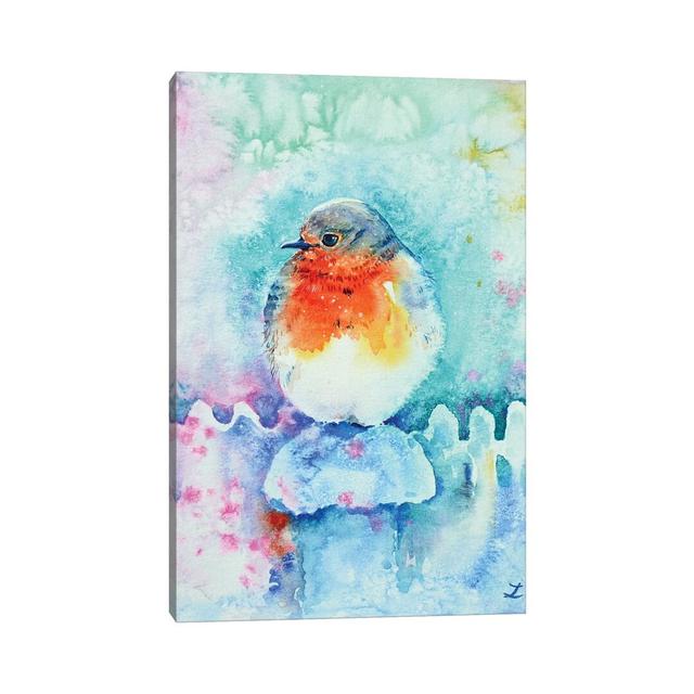 Christmas Robin by Zaira Dzhaubaeva - Wrapped Canvas Painting ClassicLiving Size: 45.72cm H x 30.48cm W x 1.905cm D on Productcaster.