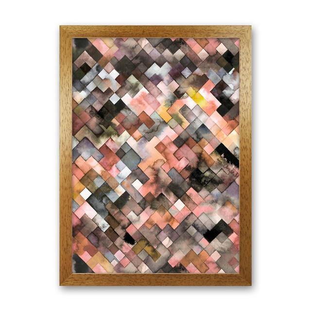 Moody Geometry Rustic Brown - Print 17 Stories Size: 63cm H x 46cm W x 3cm D, Frame Option: Brown Framed on Productcaster.