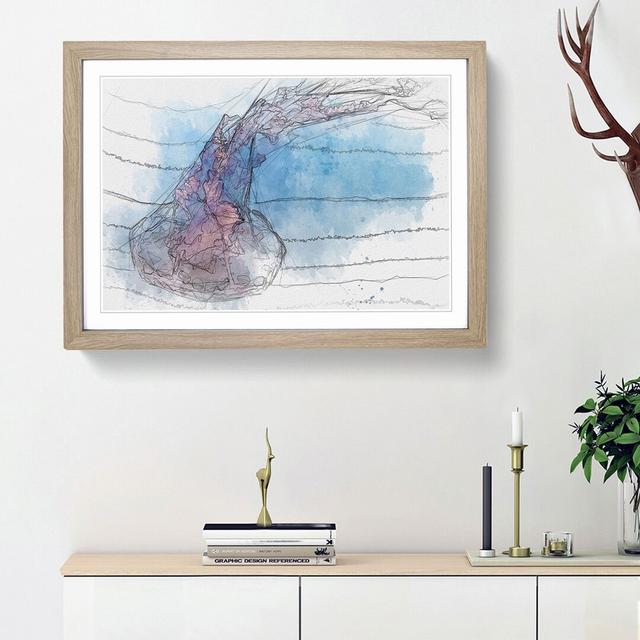 Pink and Blue Jellyfish - Picture Frame Graphic Art Print East Urban Home Size: 27cm H x 36cm W x 2cm D, Format: Oak Framed on Productcaster.