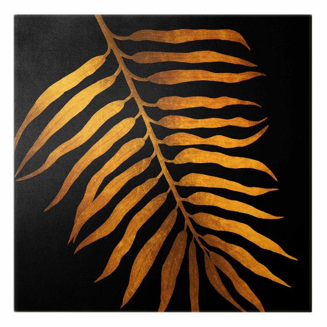 Palm Leaf II - Wrapped Canvas Graphic Art on Canvas 17 Stories Format: 435gsm canvas gold, Size: 60cm H x 60cm W on Productcaster.