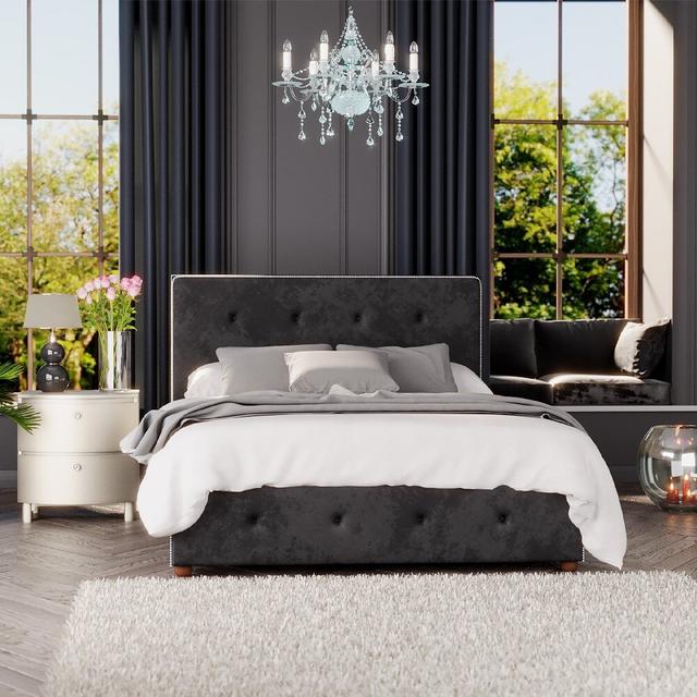 Upholstered Ottoman Bed Laurence Llewelyn-Bowen Size: Super King (6'), Colour: Black on Productcaster.