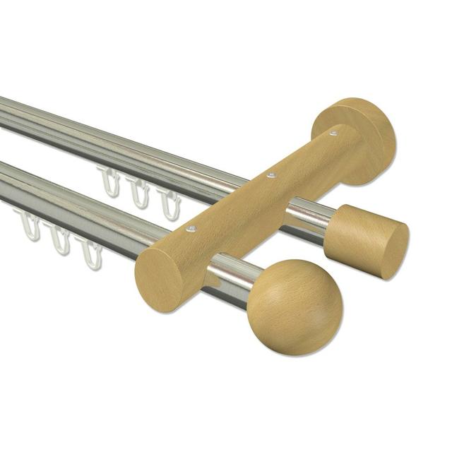 Jeffersonville Double Curtain Pole Set Symple Stuff Size: 5cm H x 240cm W x 18cm D, Finish: Silver/Brown on Productcaster.