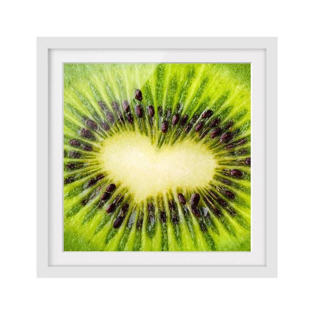 Kiwi Heart Framed Graphic Art Print on Paper East Urban Home Rahmenoptionen: Matt white, Size: 50cm H x 50cm W on Productcaster.