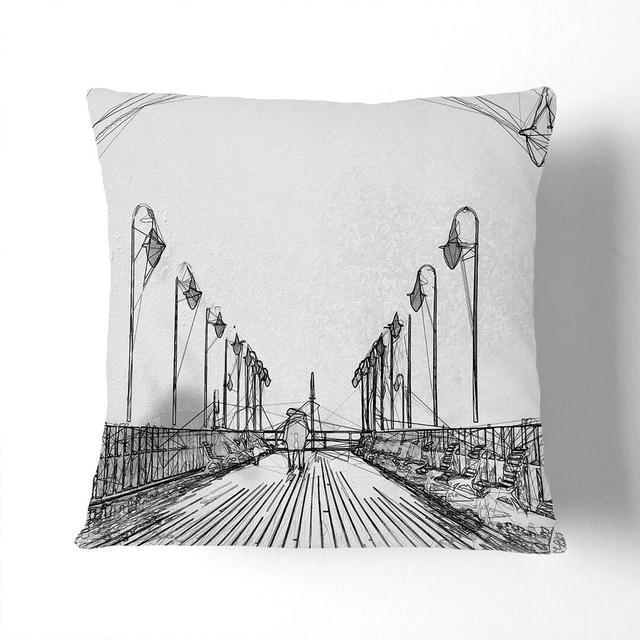 Couple upon the Pier Cushion with Filling East Urban Home Size: 40cm H x 40cm W x 15cm D on Productcaster.