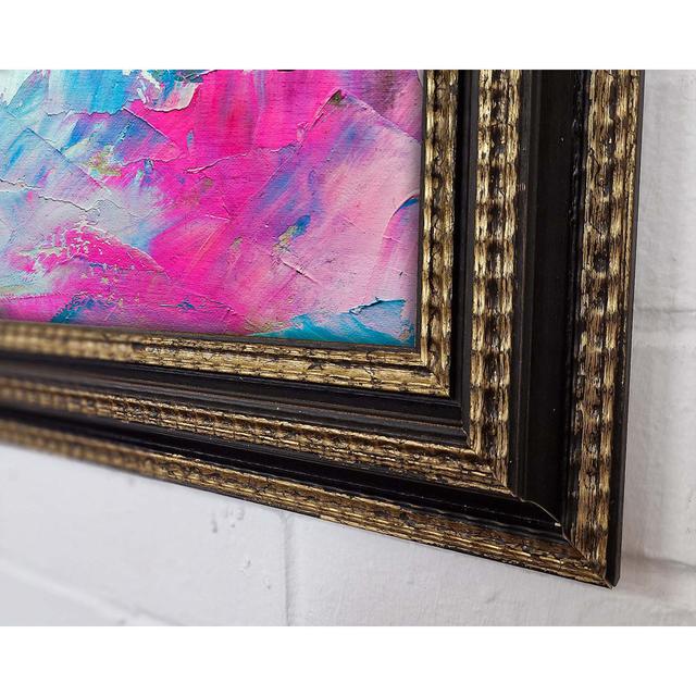 Pink And Blue Paint Strokes Framed Print Ivy Bronx Size: 59.7cm H x 84.1cm W x 3cm D, Format: Black Framed Paper on Productcaster.