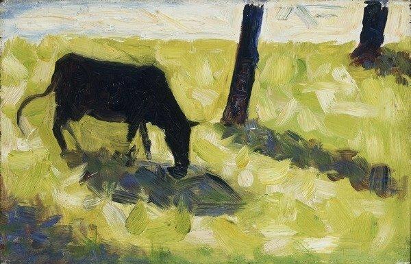 Black Cow in a Meadow, 1881 by Georges Seurat - Unframed Art Print on Paper East Urban Home Size: Large on Productcaster.