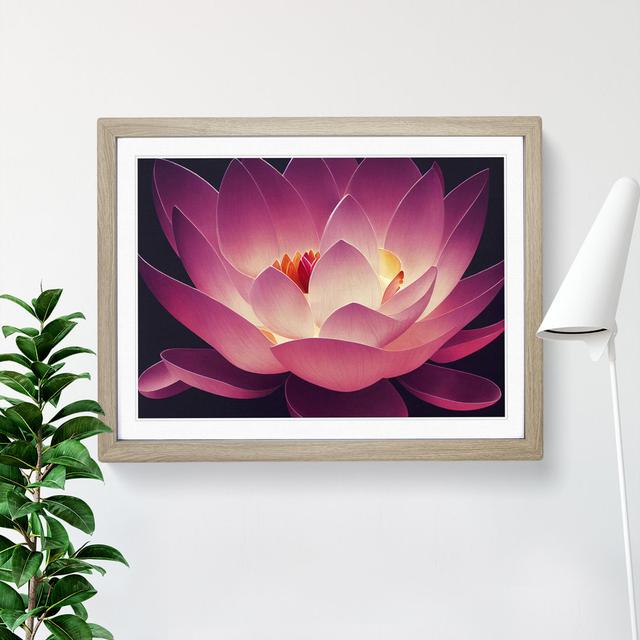 Illuminating Lotus Flower - Single Picture Frame Print World Menagerie Size: 34cm H x 46cm W x 2cm D, Frame Colour: Oak on Productcaster.