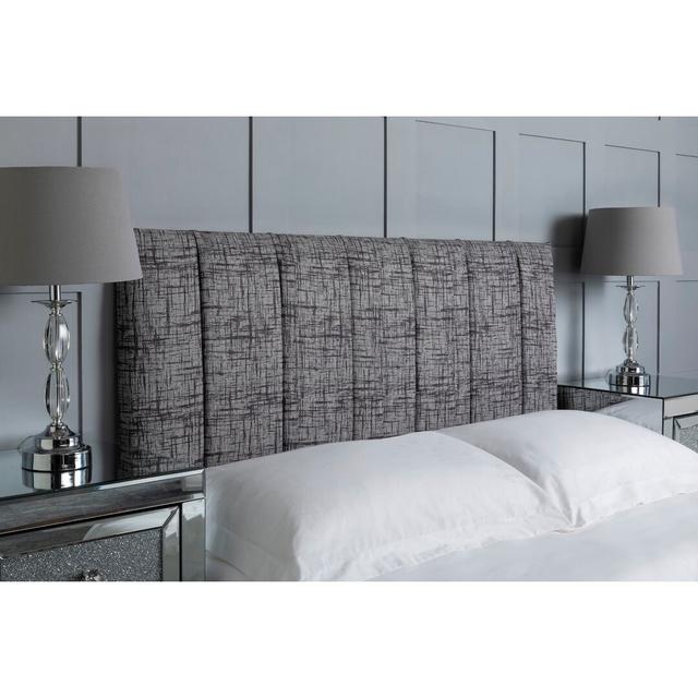 Upholstered Headboard, Abstract Linen Designer Fabric, Made In England Wade Logan Size: Single (3'), Colour: Silver on Productcaster.