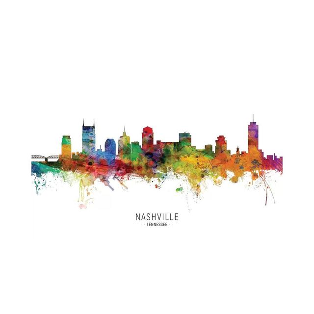 Nashville Tennessee Skyline by Michael Tompsett - Wrapped Canvas Painting Latitude Run Size: 30.48cm H x 45.72cm W x 1.91cm D on Productcaster.