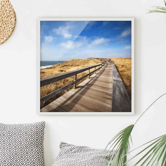 Picture With Frame - North Sea Walk - Square 1:1 Highland Dunes Size: 50cm H x 50cm W x 2cm D, Frame Option: White Framed on Productcaster.