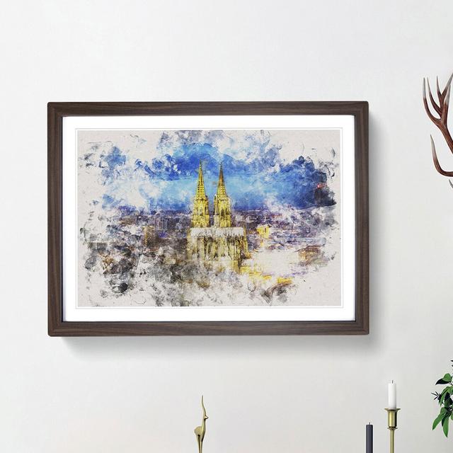 The Cologne Cathedral in Germany Watercolour - Picture Frame Graphic Art Print East Urban Home Frame Option: Walnut Framed, Size: 40cm H x 60cm W x 2c on Productcaster.