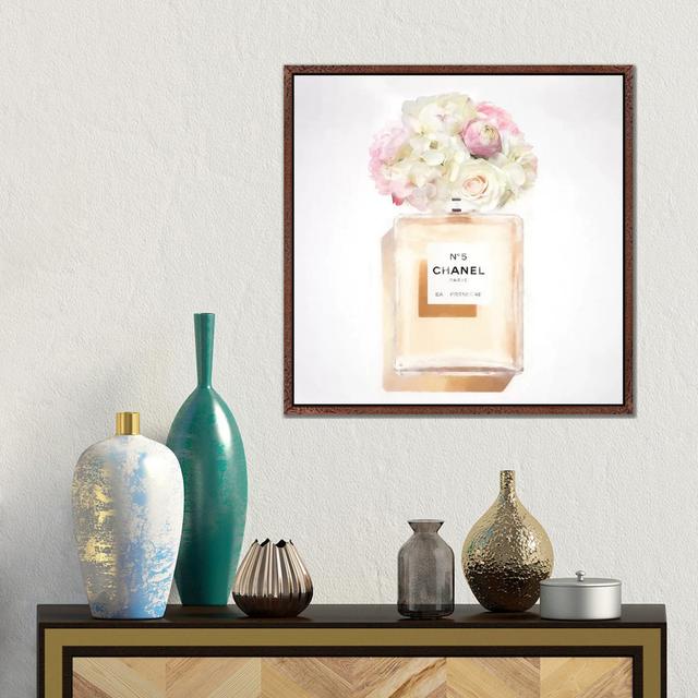 White Floral Perfume by Grace Digital Art Co - Floater Frame Gallery-Wrapped Canvas Giclée on Canvas Canora Grey Size: 45.72cm H x 45.72cm W, Frame Co on Productcaster.