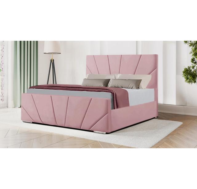 Damion Upholstered Storage Bed Canora Grey Size: Double (4'6), Colour: Pink on Productcaster.