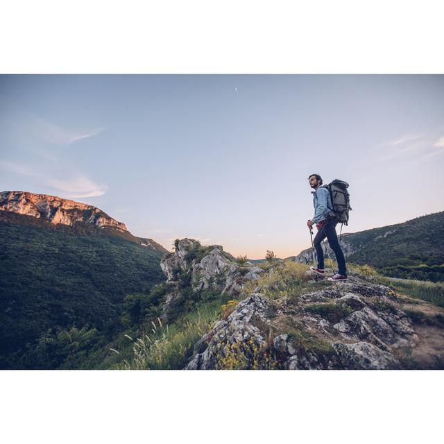 Hiker Climbing On The Mountain by South_agency - No Frame Art Prints on Canvas Alpen Home Size: 30cm H x 46cm W on Productcaster.