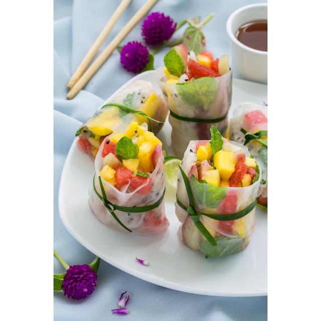 Spring Rolls with Summer Fruits - Wrapped Canvas Photograph Ebern Designs Size: 91cm H x 61cm W x 3.8cm D on Productcaster.