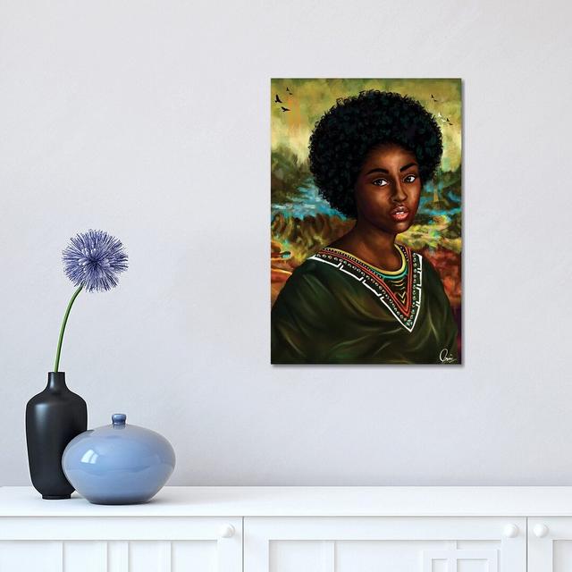 Melanin Mona Lisa by Crixtover Edwin - Graphic Art Print on Canvas Bloomsbury Market Size: 45.72cm H x 30.48cm W x 1.91cm D, Format: Wrapped Canvas on Productcaster.